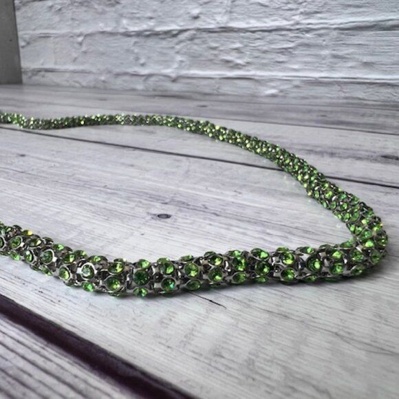 MANGO - Green Rhinestone skinny belt - Picture 3 of 5